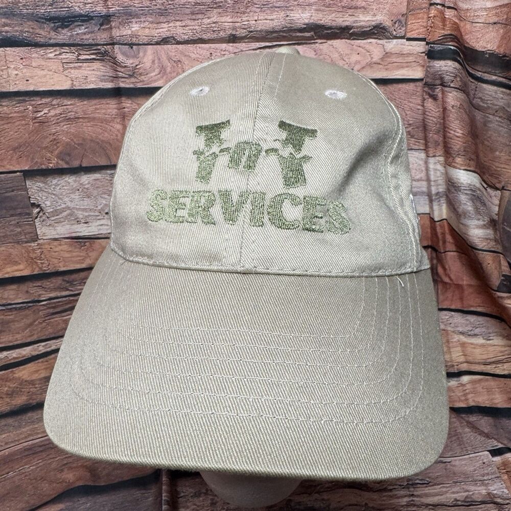 TnT Services Trucker Hat Cap Tan Beige Adjustable Hook Loop Strapback Otto 18-55
